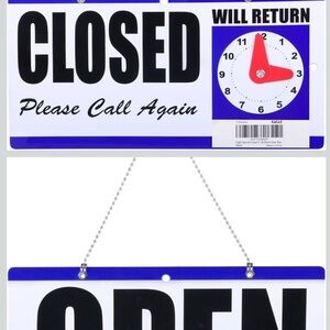 Blue and White Open Closed Sign (3 per order)